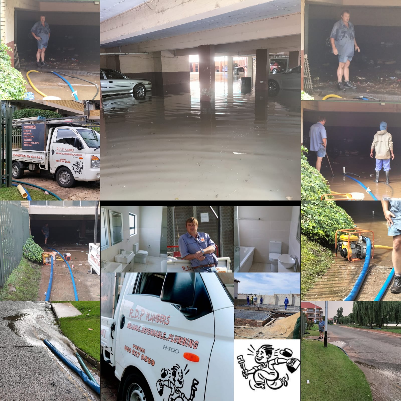 Professional blocked-drain work in progress